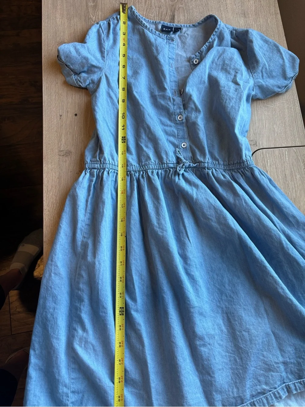 GAP Girls Chambray Denim Short Sleeve Button Front Dress - Light Wash, Size XL